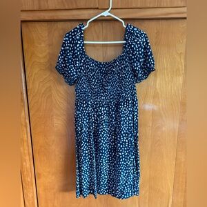 Roxy Navy and White Polka Dot Mini Dress